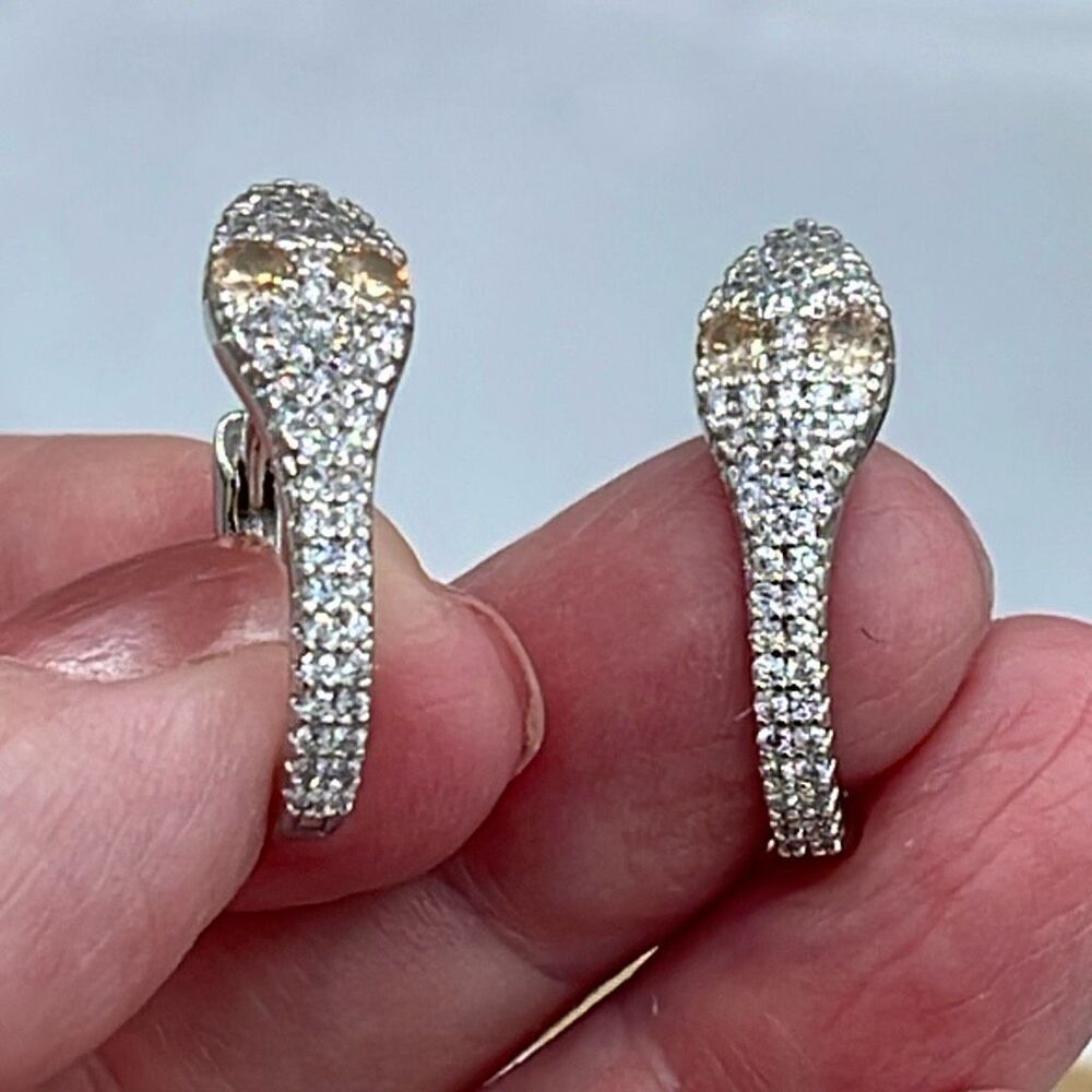 NWT Crystal Avenue silver pave’ CZ snake head earrings